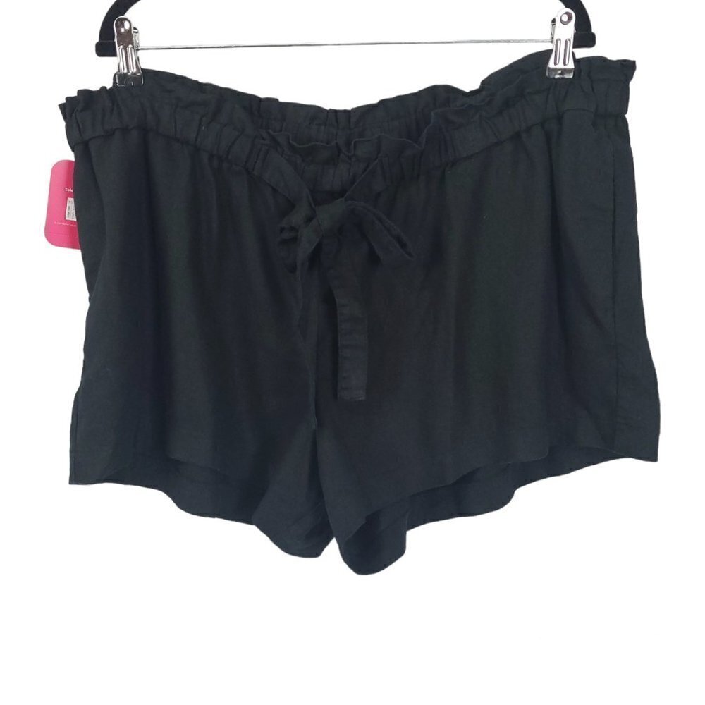 Isabel Maternity Paperbag Tie Front Black Pull On Shorts Not Just For Maternity